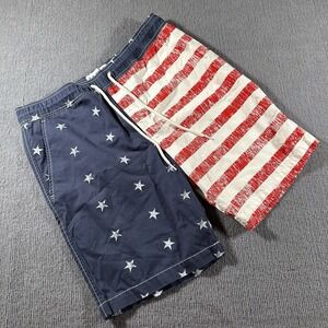 Free State Surf Swim Mens Sz Small American Flag Print Trunks Shorts USA New